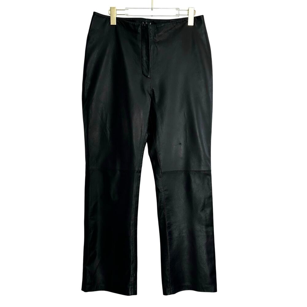 INC Leather Pant Women 12 Black High Rise Straight Leg 90s Vintage Y2K Grunge